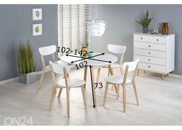 Pikendatav söögilaud 102/142x102 cm mõõdud