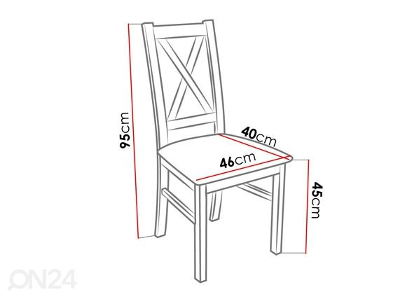 Pikendatav söögilaud 80x160-200 cm + 6 tooli mõõdud