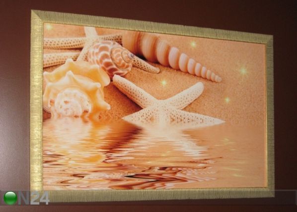 Pilt Starfish and Seashells on Golden Sand 90x60 cm