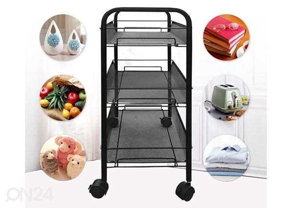 Ratastel metallist riiul, must