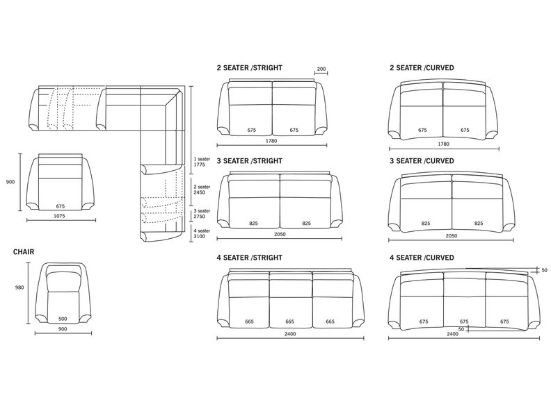 2-kohaline diivan Malmö sulepatjadega, kaares suurendatud