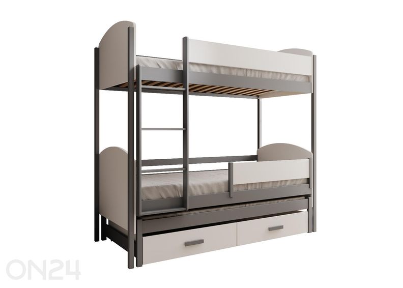 3-kohaline narivoodi komplekt Leia madratsitega 90x200 cm suurendatud