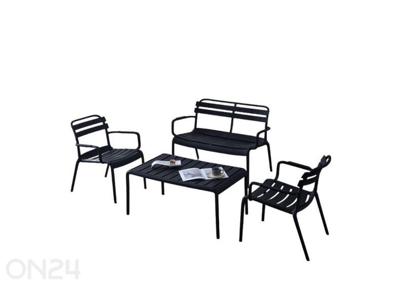 Aiamööbli komplekt Costa 2 tooli+laud+diivan must suurendatud