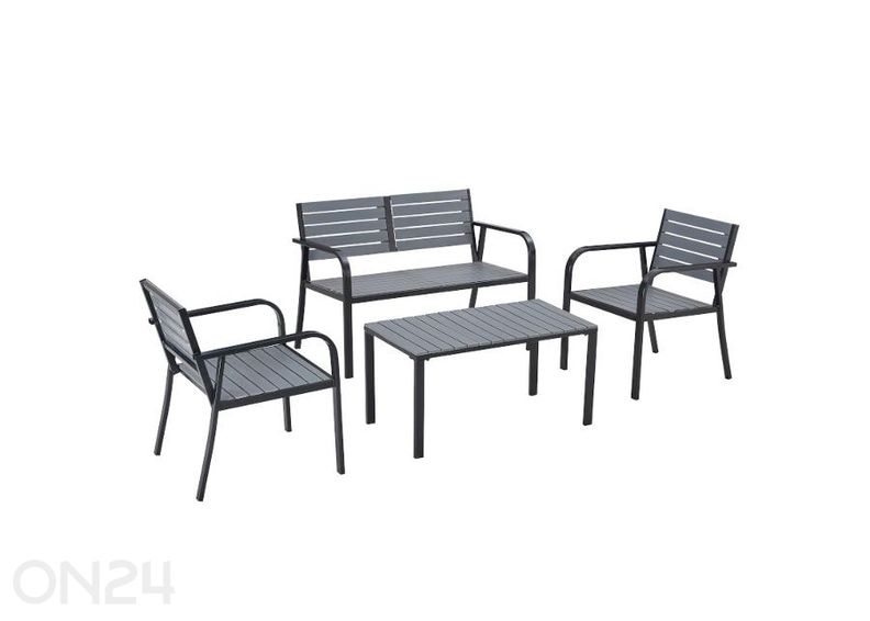 Aiamööbli komplekt Costa 2 tooli+laud+diivan must suurendatud