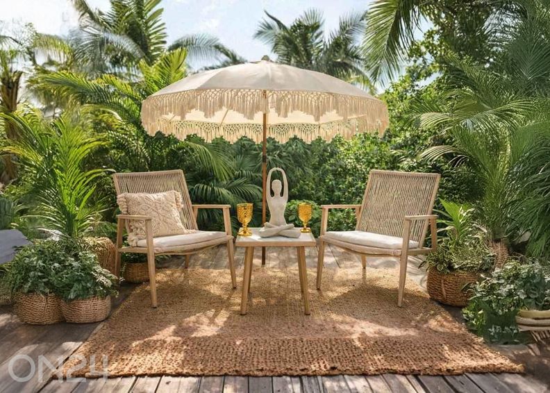 Aiamööbli komplekt Pisa laud+2 tooli, hall suurendatud