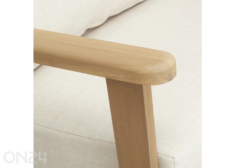 Aiamööbli komplekt Zamora laud+2 tooli+diivan, kreem suurendatud