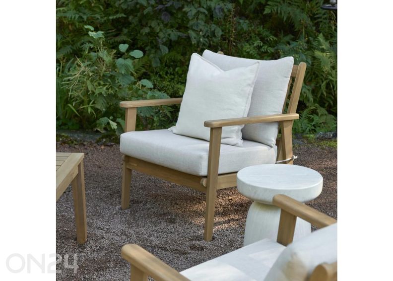 Aiamööbli komplekt Zamora laud+2 tooli+diivan, kreem suurendatud