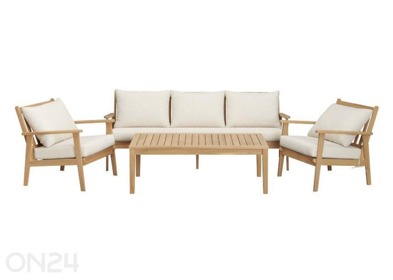 Aiamööbli komplekt Zamora laud+2 tooli+diivan, kreem suurendatud