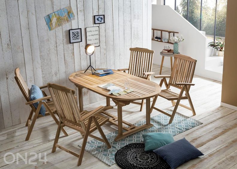 Aiamööblikomplekt 4 tooli + pikendatav laud suurendatud