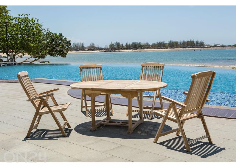 Aiamööblikomplekt 4 tooli + pikendatav laud suurendatud