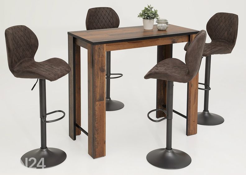 Baarilaud Frieda II 58x120 cm, vanutatud puit/must suurendatud