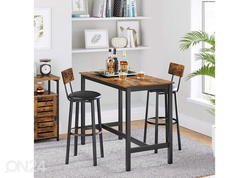 Baaritoolide komplekt 2 tk, pruun/must suurendatud