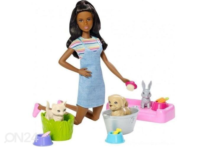 Barbie® Play'N' Wash nukk lemmikloomadega suurendatud