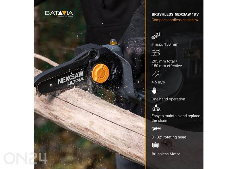 Batavia 18V Nexxsaw ühe käe kettsaag V3 Ultra, ilma aku ja laadijata suurendatud