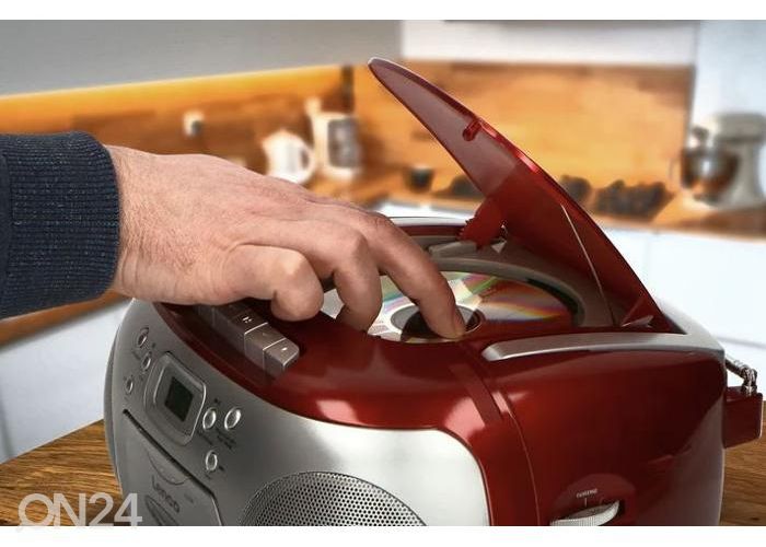 CD-raadio kassetimängijaga Lenco SCD420RD, punane suurendatud