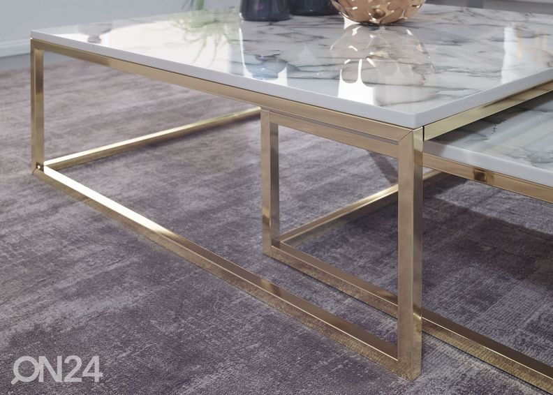 Diivanilauad Marmor, valge 2 tk suurendatud