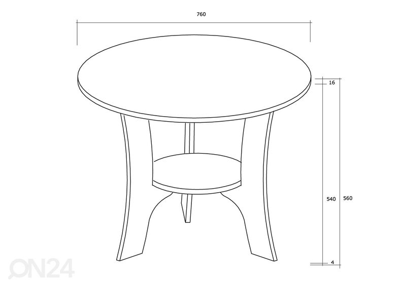 Diivanilaud Ø 75 cm suurendatud