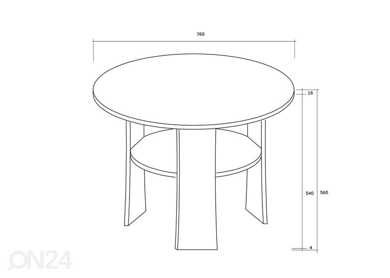 Diivanilaud Ø 75 cm suurendatud