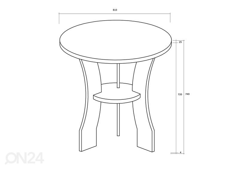 Diivanilaud Ø 80 cm suurendatud