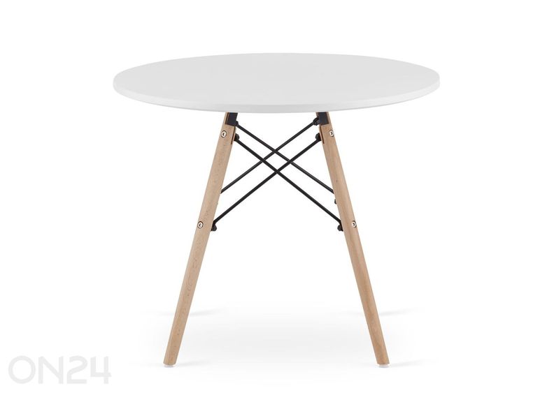 Diivanilaud Ø60 cm, valge/pöök suurendatud