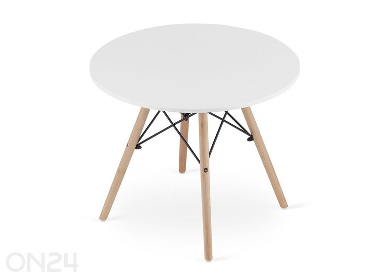 Diivanilaud Ø60 cm, valge/pöök suurendatud