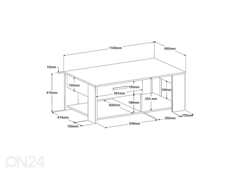Diivanilaud Helma 110x42 cm suurendatud