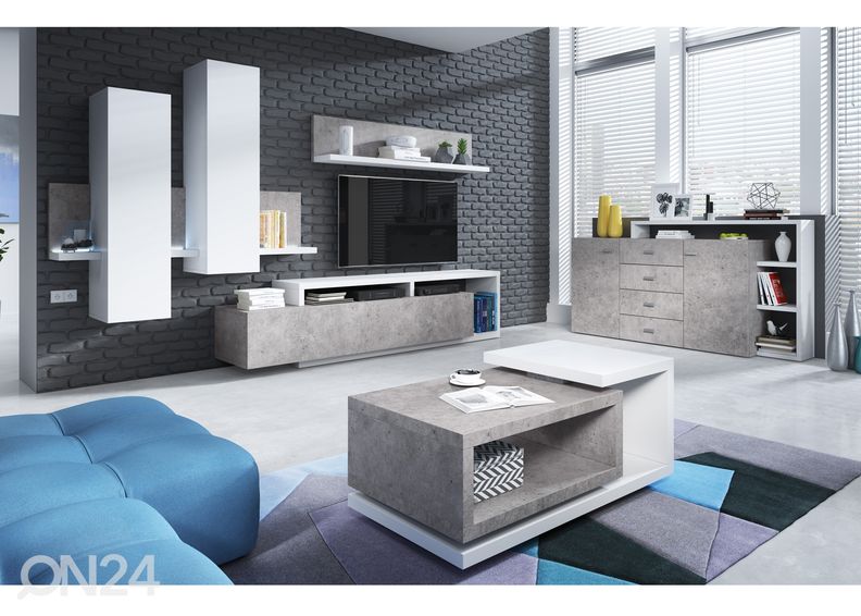 Diivanilaud, valge/betoon suurendatud