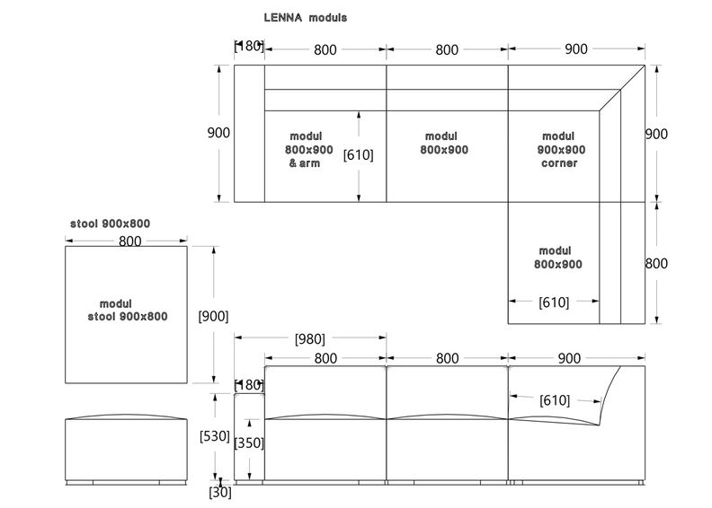 Diivanimoodul käetoega Lenna suurendatud