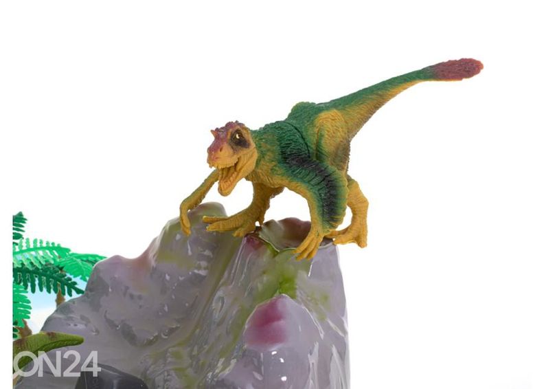 Dinosauruste figuurid 7 tk + matt ja tarvikute komplekt suurendatud