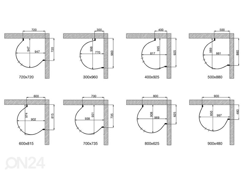 Dušinurk Duschy Free 80x95 cm suurendatud