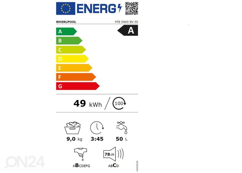 Eestlaetav pesumasin Whirlpool FFB9469BVEE suurendatud
