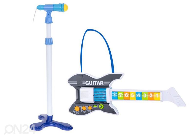 Elektriline kitarr koos mikrofoniga sinine suurendatud