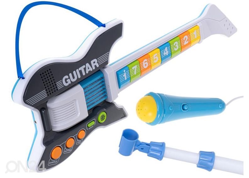 Elektriline kitarr koos mikrofoniga sinine suurendatud