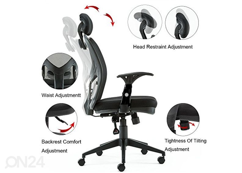 Ergonoomiline töötool Evita Deluxe must suurendatud