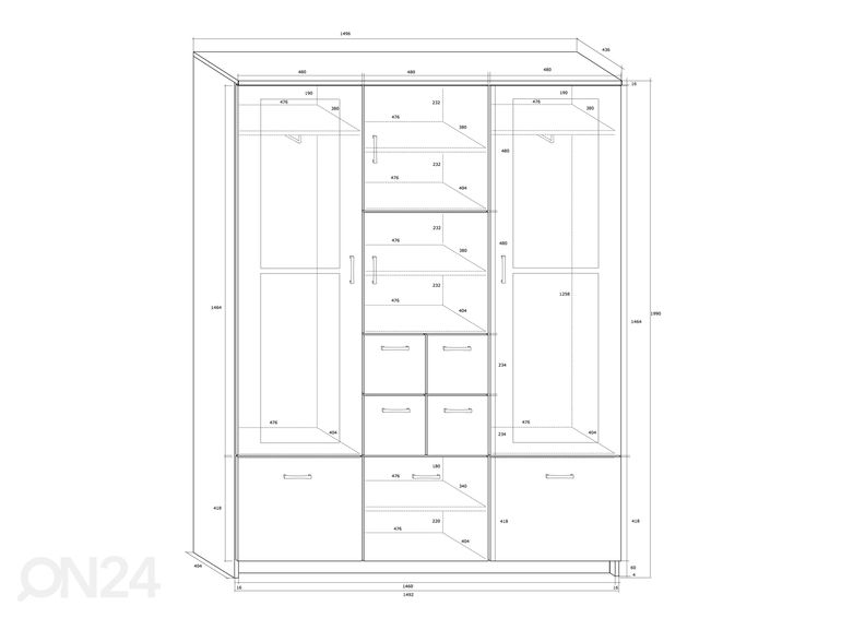 Esikukapp 150 cm suurendatud