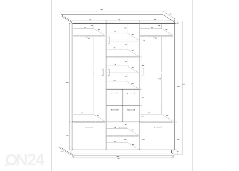 Esikukapp 150 cm suurendatud