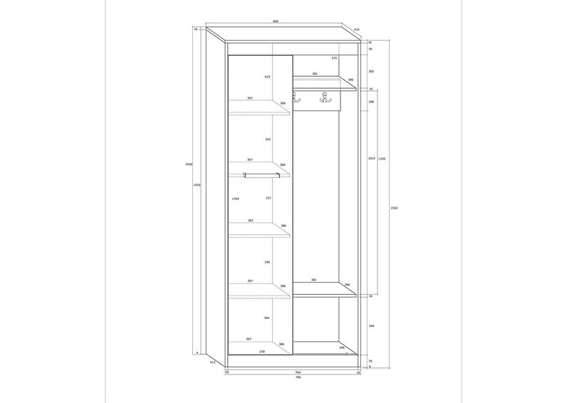 Esikukapp Cobhy 80 cm suurendatud