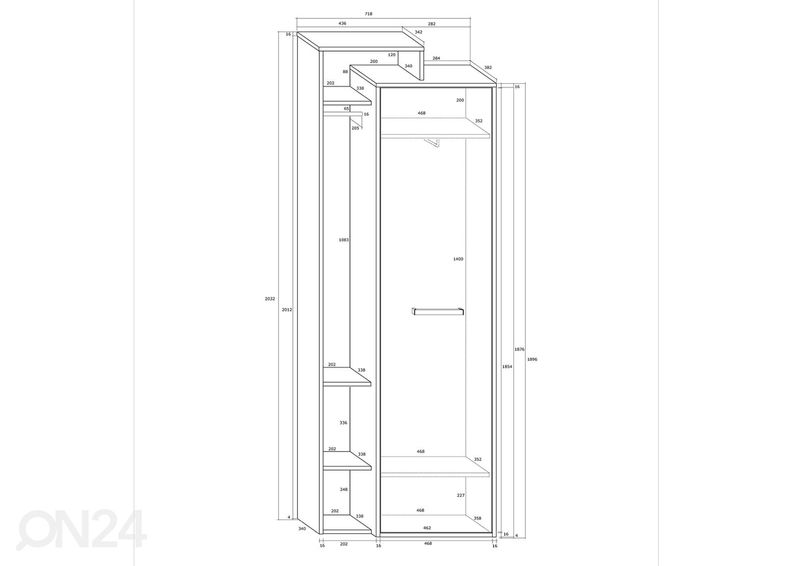 Esikukapp Macroom 72 cm suurendatud