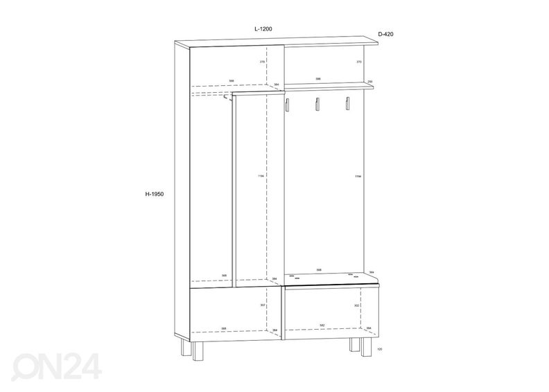 Esikukomplekt Youghal 120 cm suurendatud