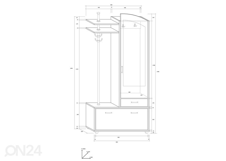 Esikumööbel 91 cm suurendatud