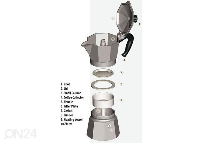 Espressokann Bialetti Moka express 3 tassile suurendatud