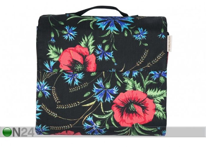 Etno piknikutekk Muhu tikandimotiividega, must 90x140 cm suurendatud