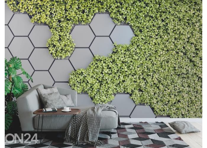 Fliis fototapeet 3D Green Vertical Garden 368x254 cm suurendatud