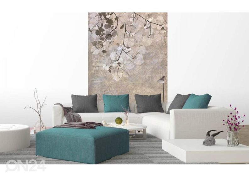 Fliis fototapeet Beige Leaves Abstract 150x250 cm suurendatud