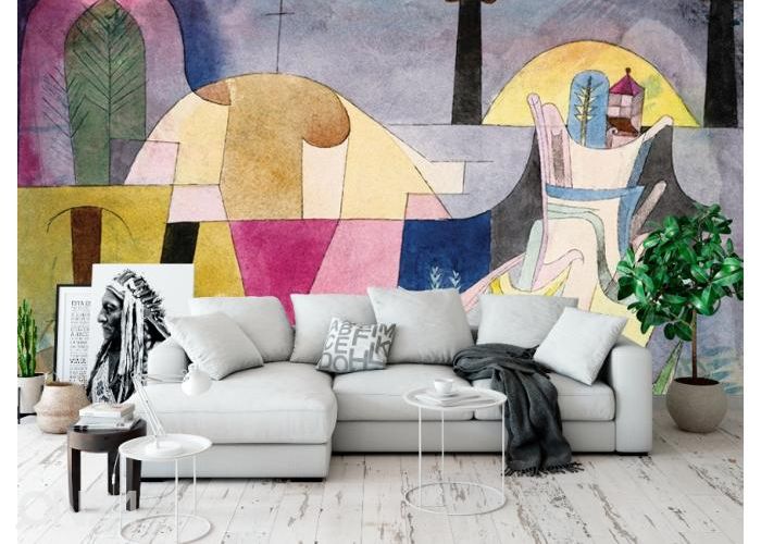 Fliis fototapeet Black Columns in a Landscape (1919) by Paul Klee 416x254 cm suurendatud