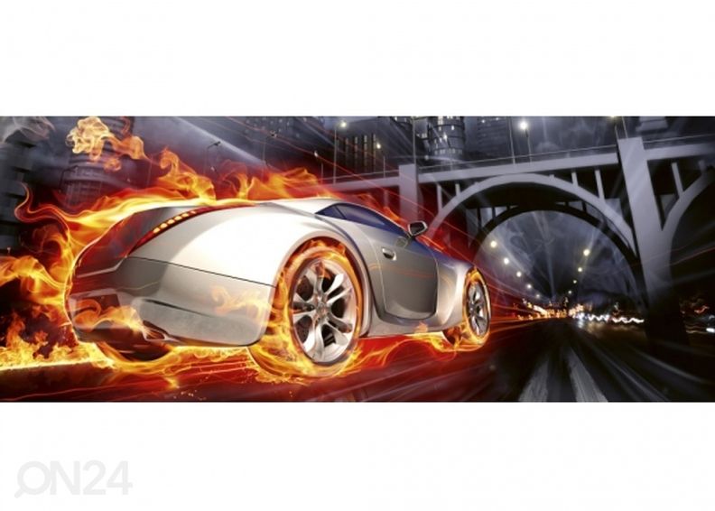 Fliis fototapeet Car in flames 150x250 cm suurendatud