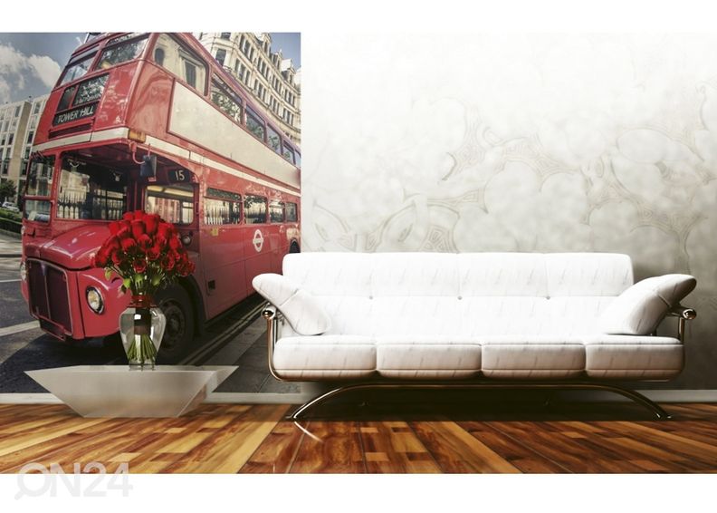 Fliis fototapeet Double decker bus 150x250 cm suurendatud