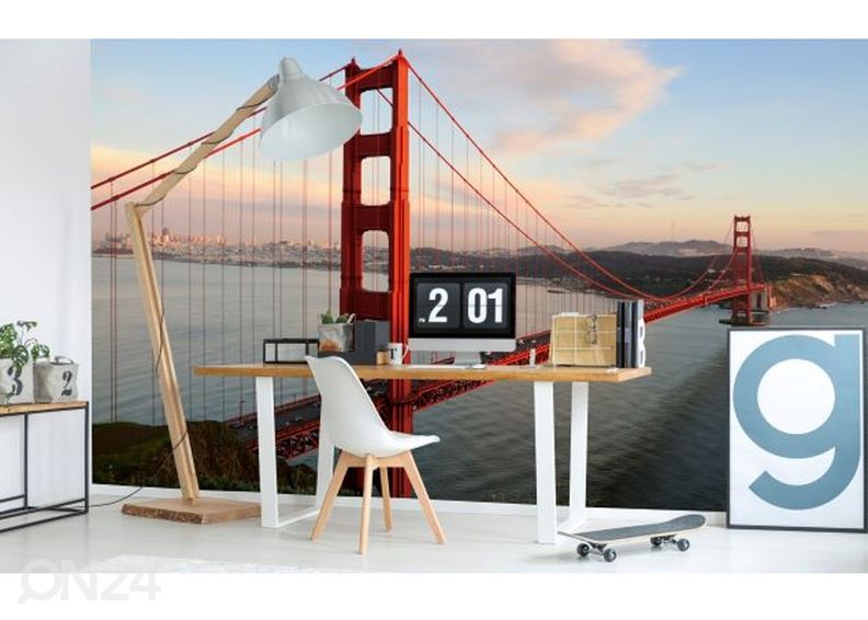 Fliis fototapeet Golden gate 225x250 cm suurendatud