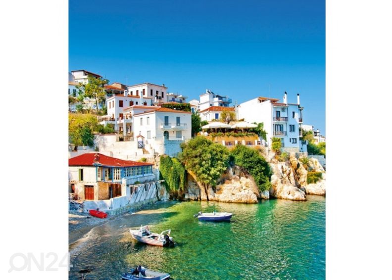 Fliis fototapeet Greece coast 150x250 cm suurendatud