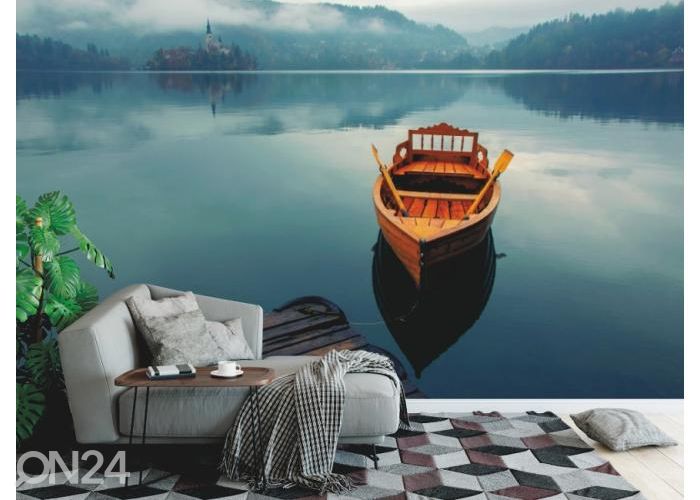 Fliis fototapeet Lonely Boat 368x245 cm suurendatud